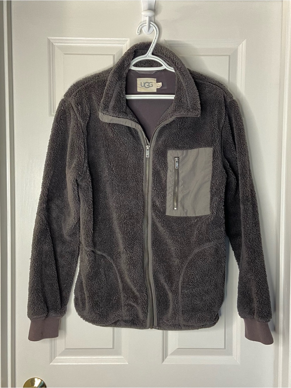 UGG Men's Plush Sherpa Zip Jacket in Charcoal - Med